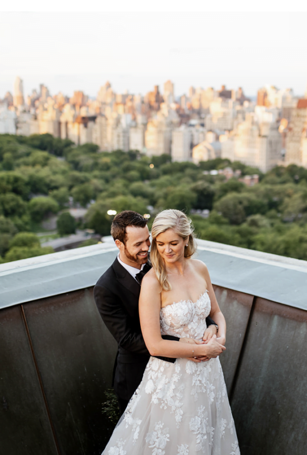 Eileen Gaffney wearing Messa gown & matching topper