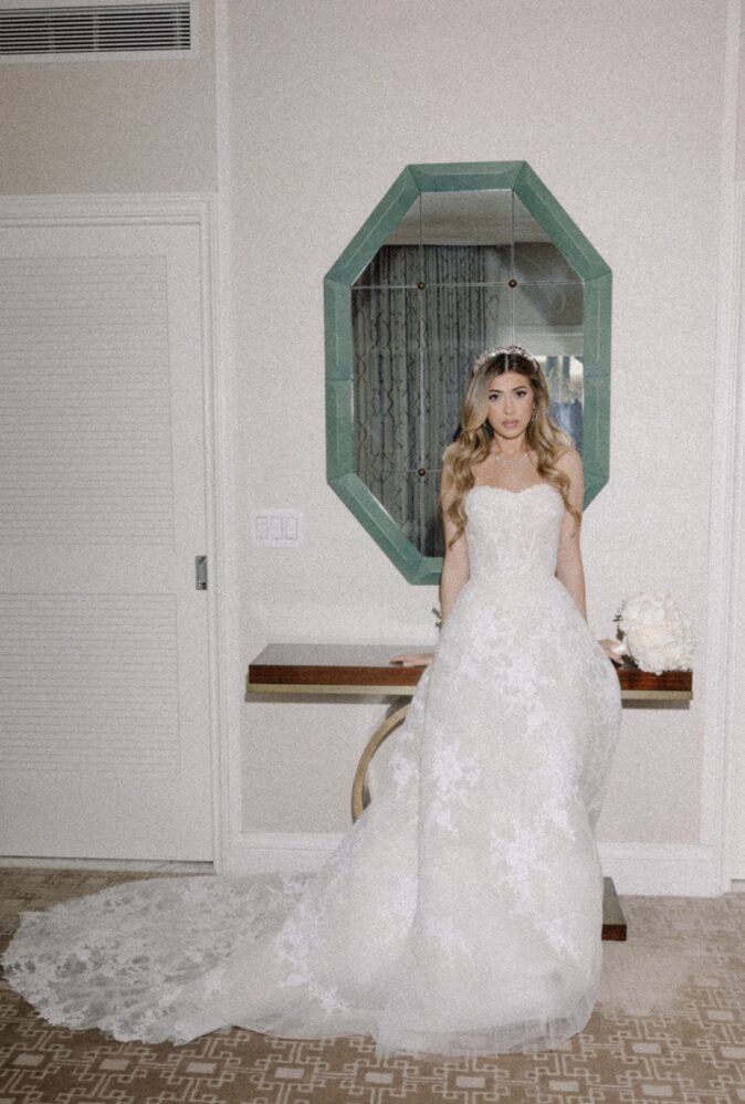 Dorian Aftalion in custom Asti gown and veil